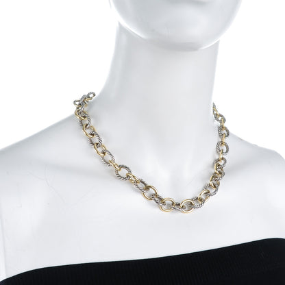 David Yurman Sterling Silver 18k Gold Large Oval Link Necklace 2 of 5