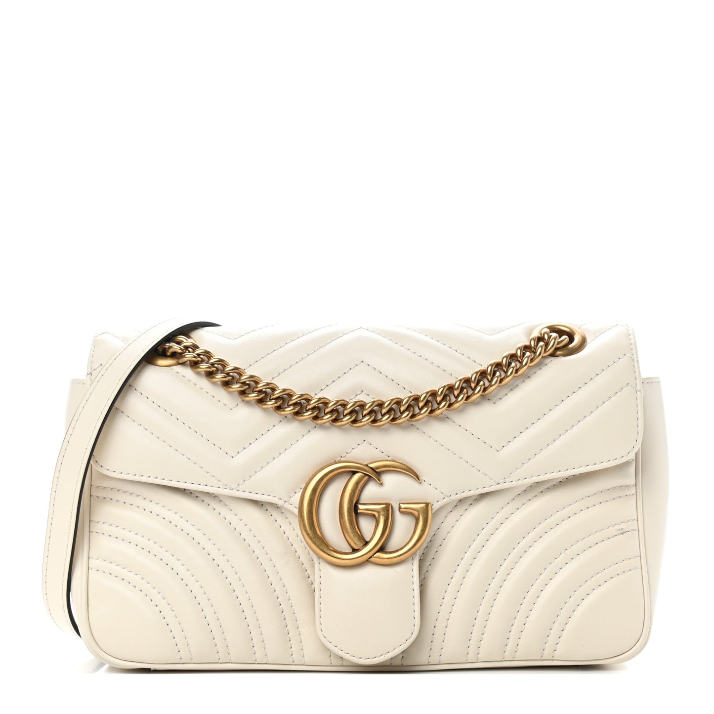 Calfskin Matelasse Small GG Marmont Shoulder Bag White