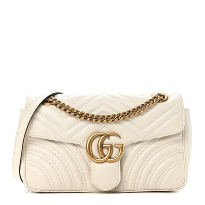Gucci Calfskin Matelasse Small GG Marmont Shoulder Bag White 1 of 10