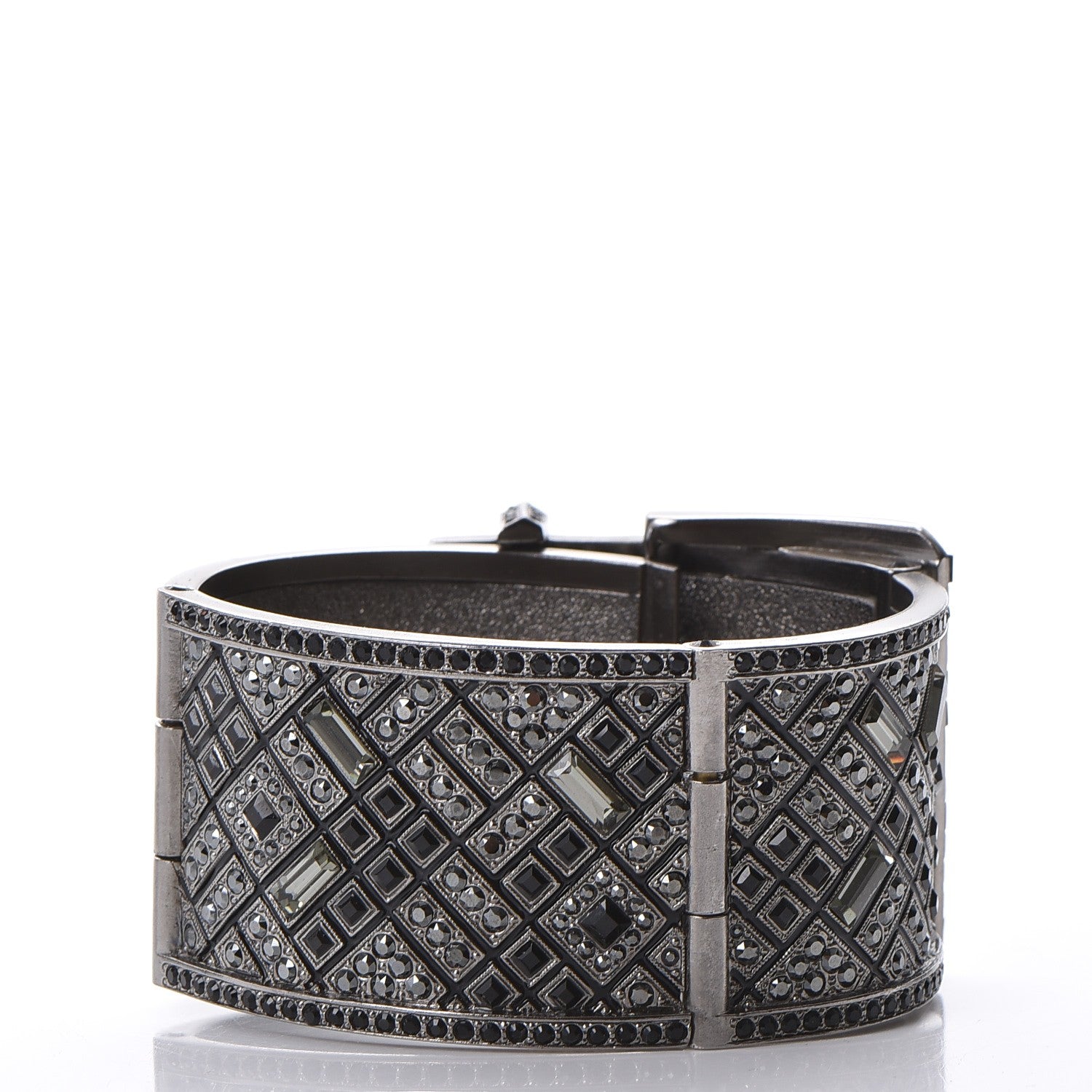Chanel Ruthenium Crystal CC Wide Cuff 3 of 6