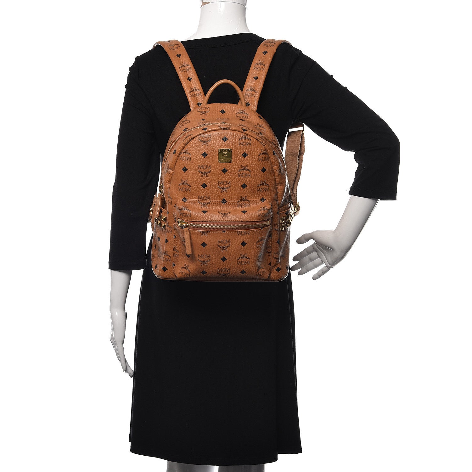 MCM Visetos Small Side Stud Stark Backpack Cognac 2 of 10