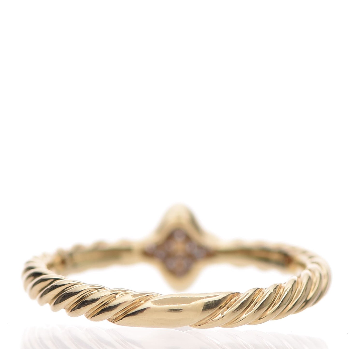 18K Yellow Gold Pave Diamond 6mm Quatrefoil Ring 52 6