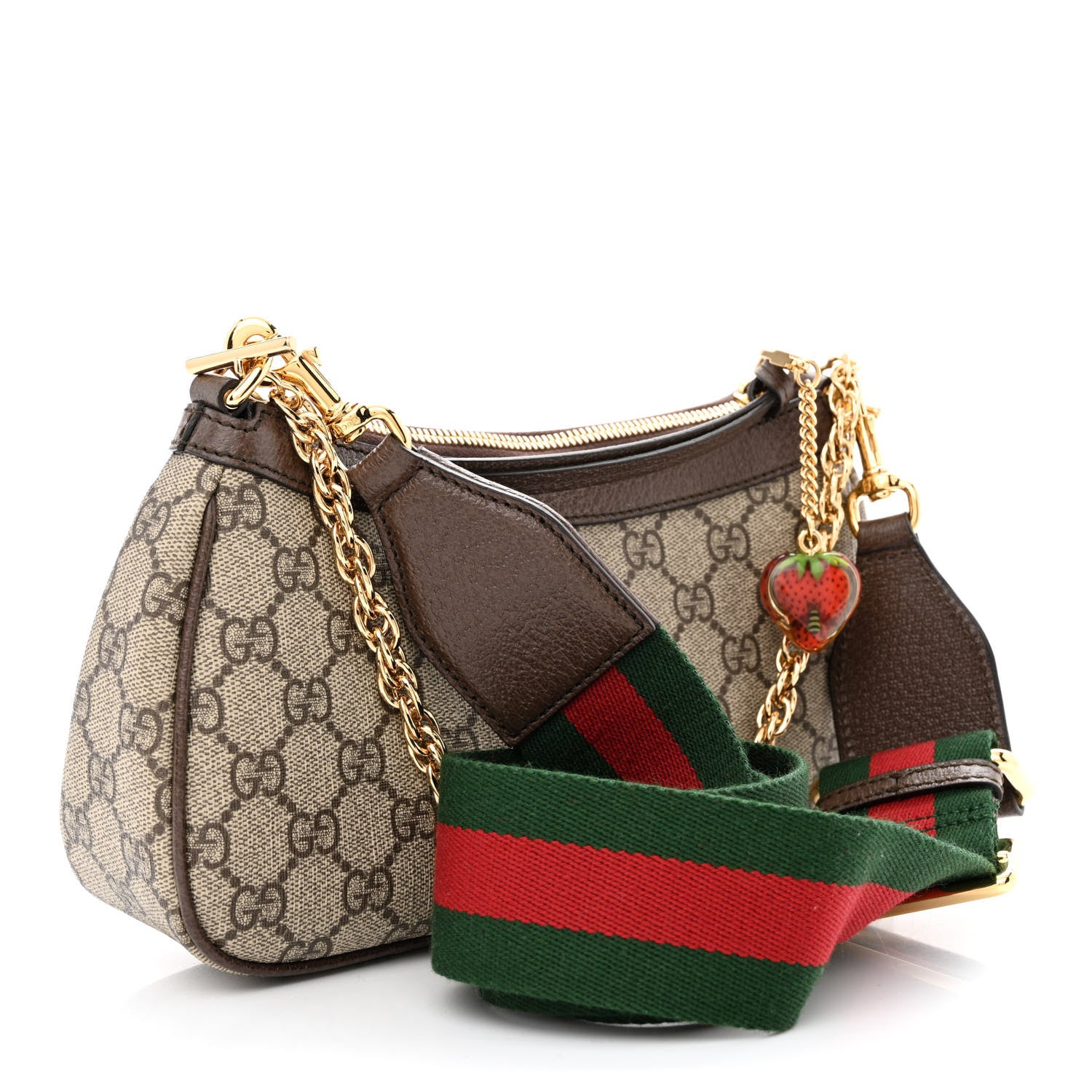 Gucci GG Supreme Monogram Textured Dollar Calfskin Web Small Ophidia GG Handbag Beige Ebony New Acero 3 of 9