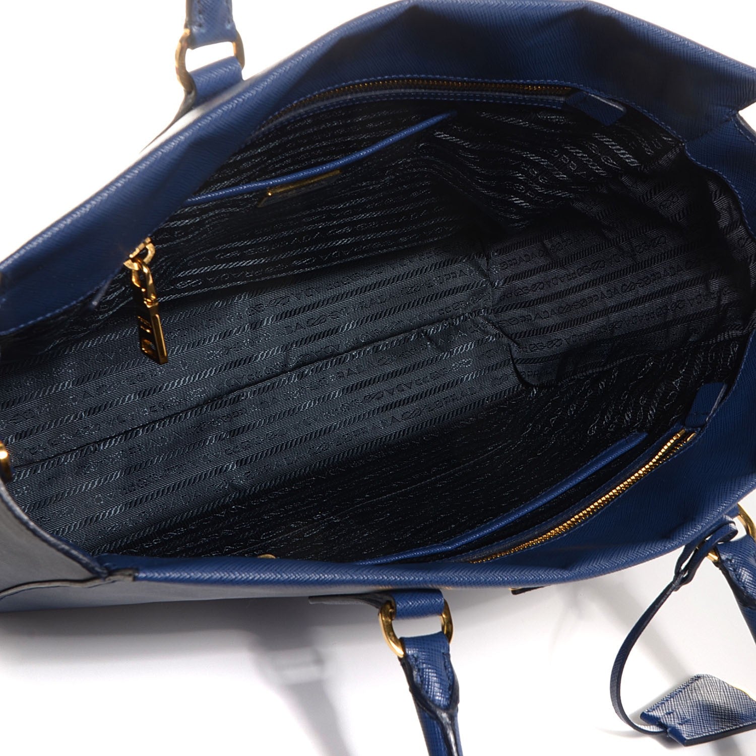 Prada Saffiano Lux Double Handle Shopping Tote Bluette 5 of 10