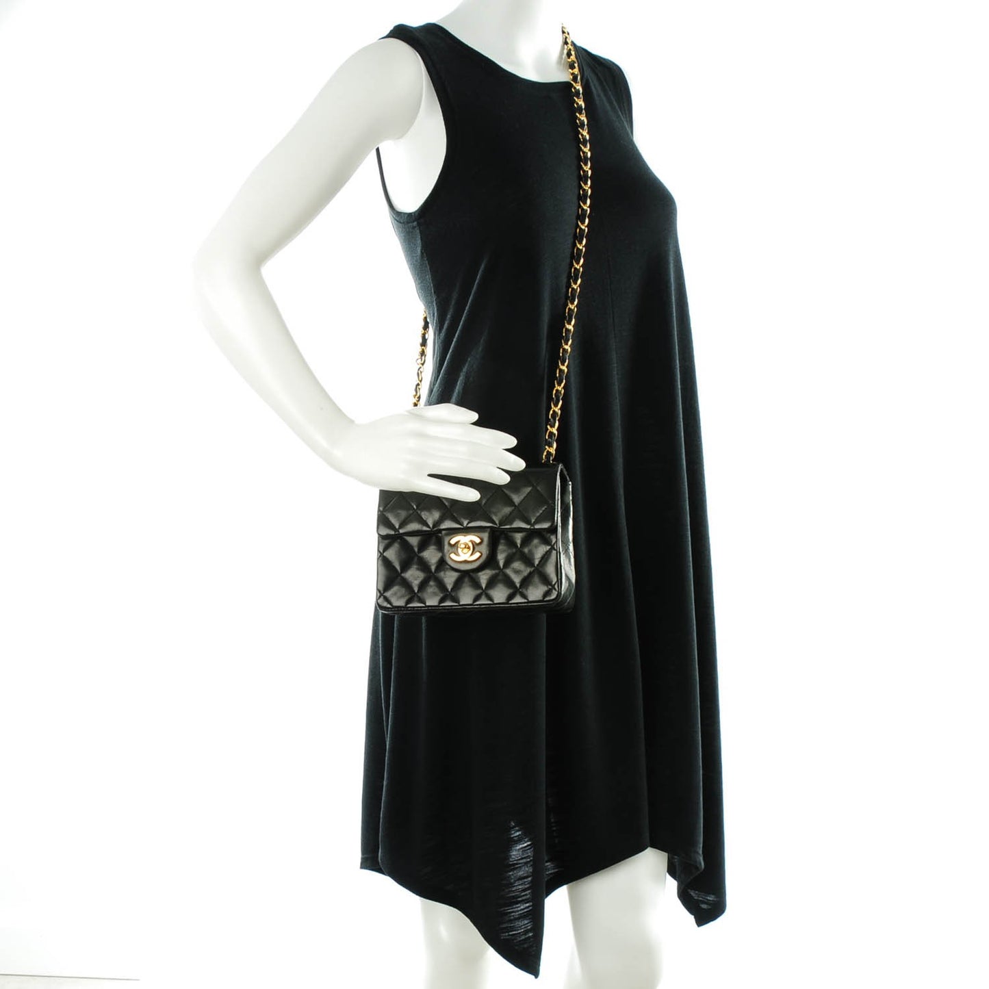 Lambskin Quilted Mini Square Flap Black