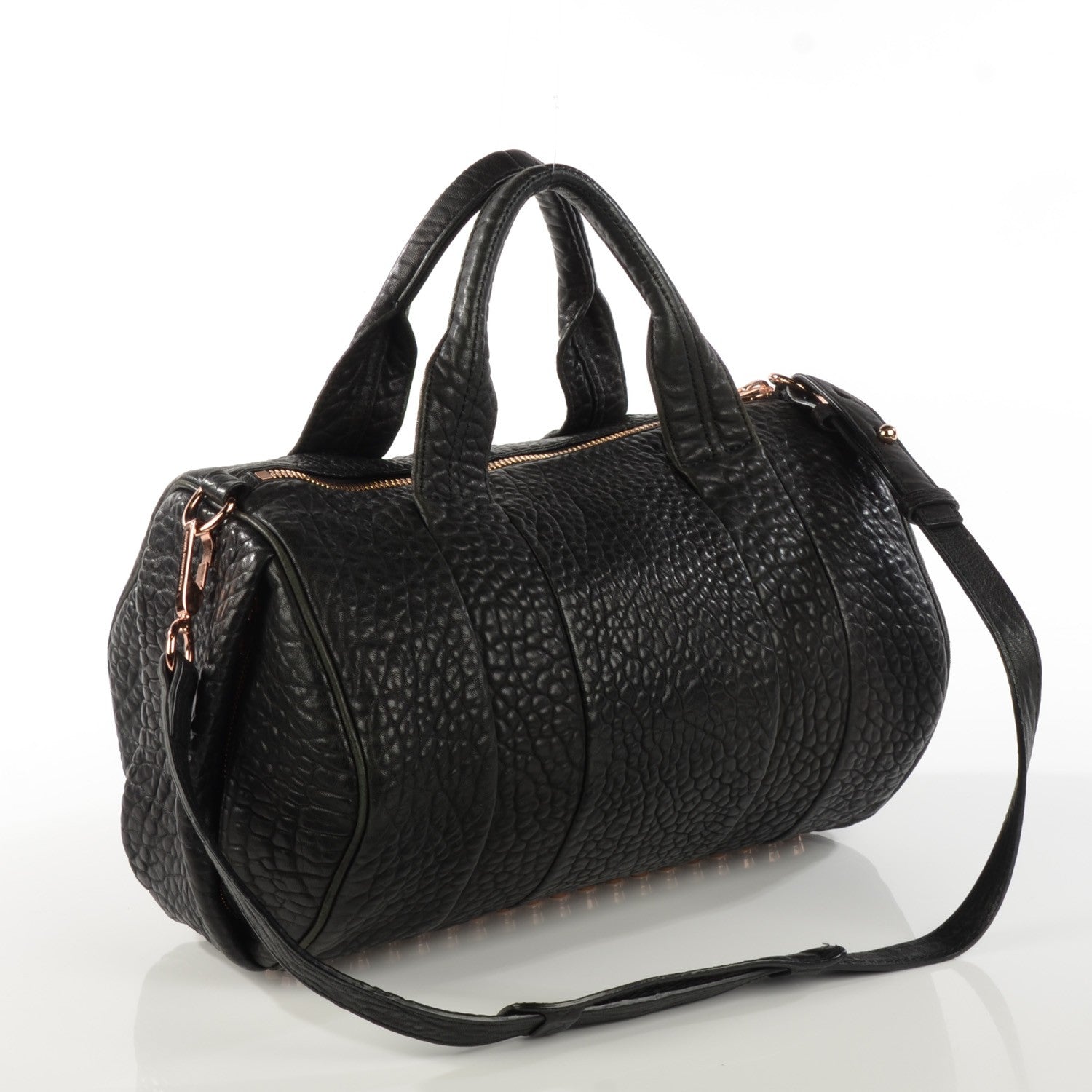 Alexander Wang Pebbled Lambskin Rocco Black Rose Gold Hardware 3 of 7