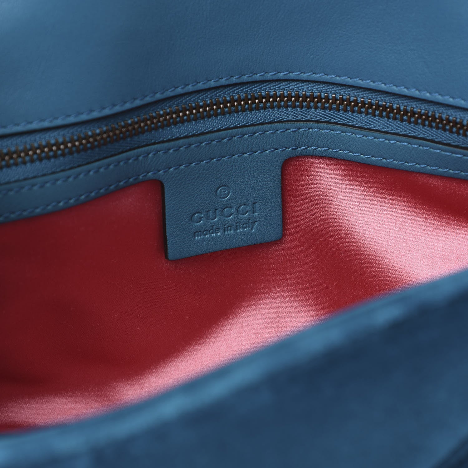 Gucci Velvet Matelasse Embroidered Small GG Marmont Shoulder Bag Pavone Cyan 6 of 12