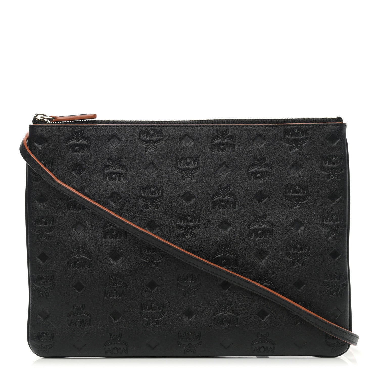 MCM Calfskin Monogram Klara Crossbody Pouch Black 1 of 12