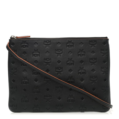 MCM Calfskin Monogram Klara Crossbody Pouch Black 1 of 12