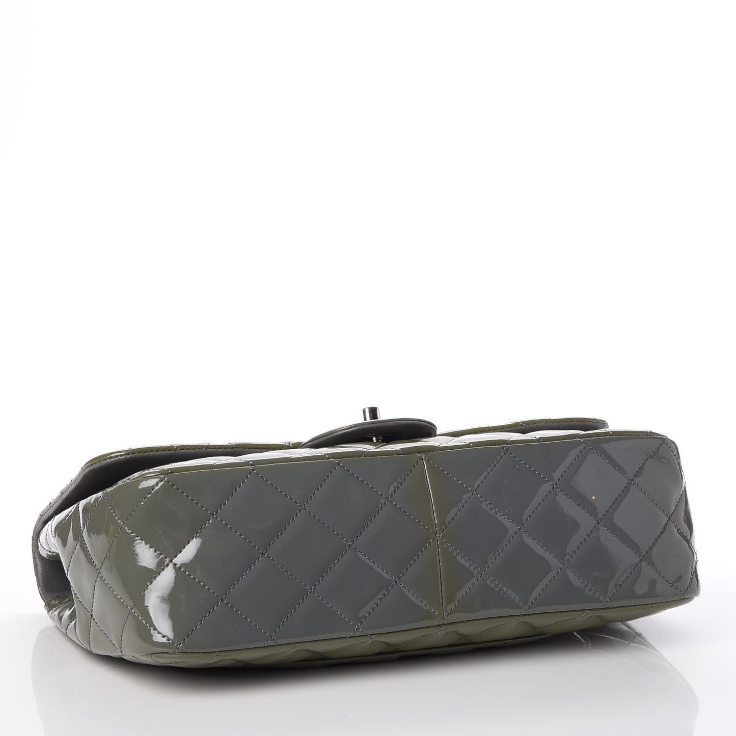 Patent Quilted Jumbo Single Flap Grey