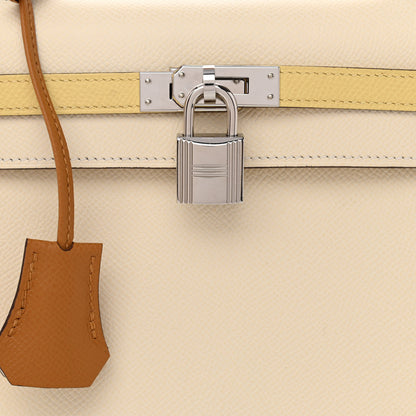 Hermes Epsom Tri-Color Kelly Sellier 25 Nata Jaune Poussin Sesame 8 of 11