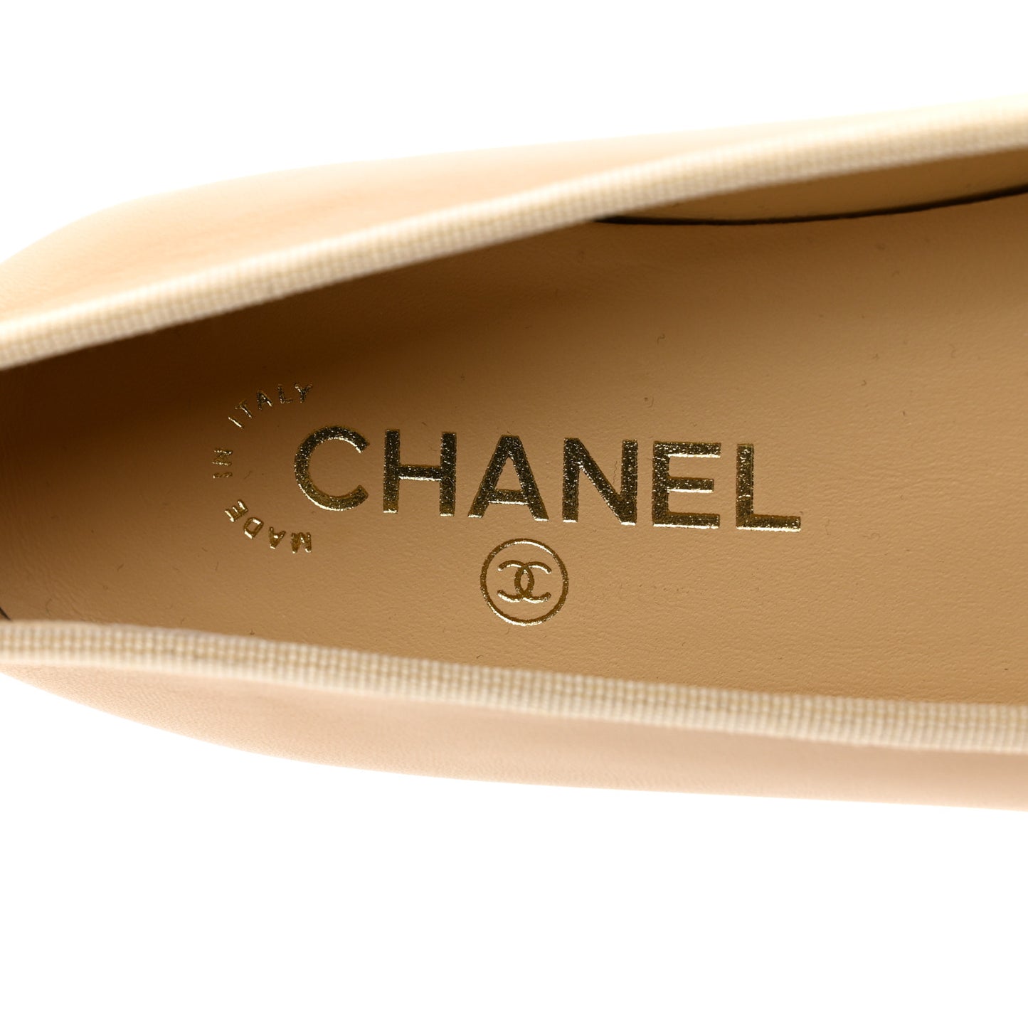 Lambskin Cap Toe Ballerina Flats 39.5 Beige Black
