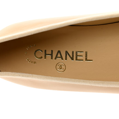 Chanel Lambskin Cap Toe Ballerina Flats 39.5 Beige Black 7 of 9
