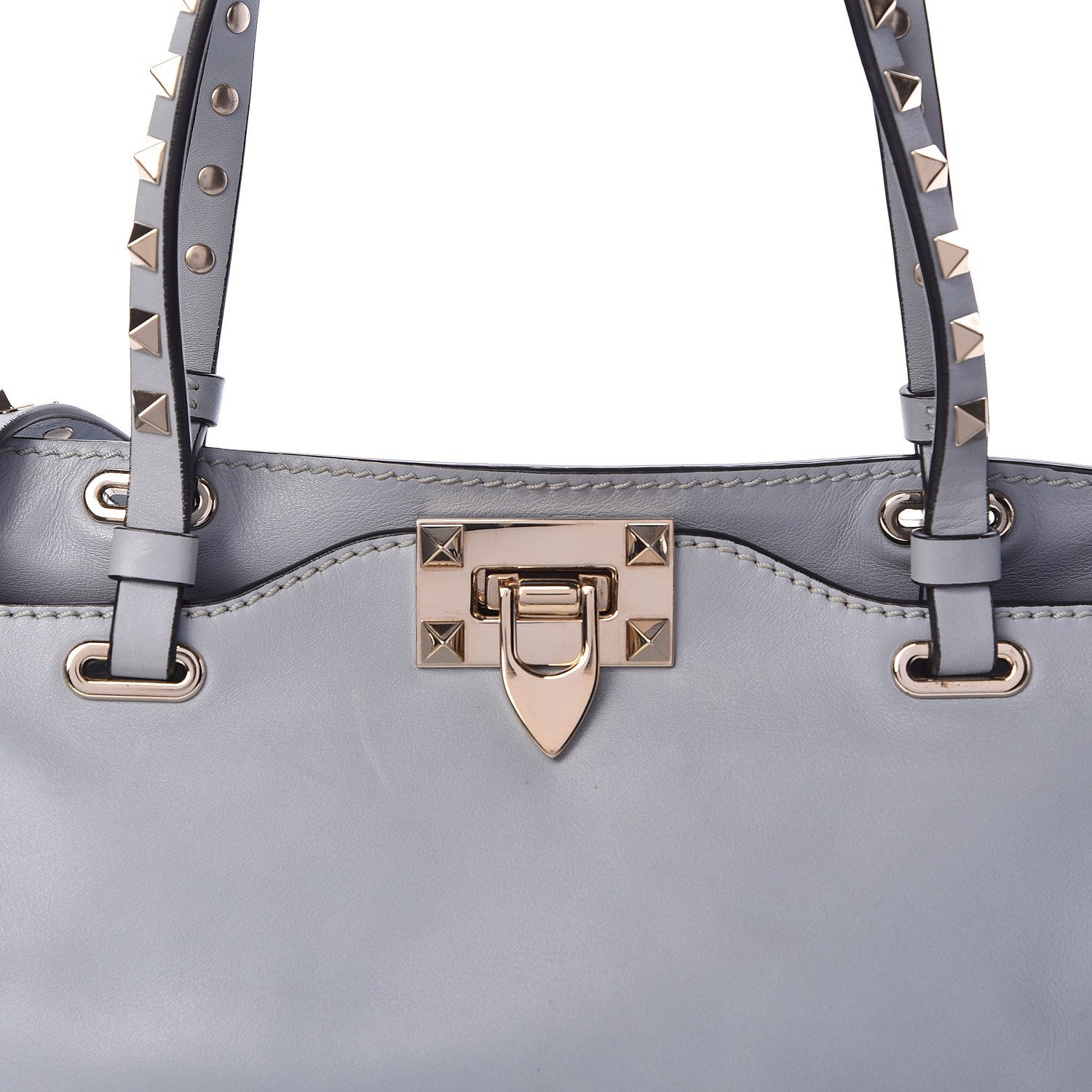 Valentino Garavani Vitello Small Rockstud Tote Grey 16 of 19