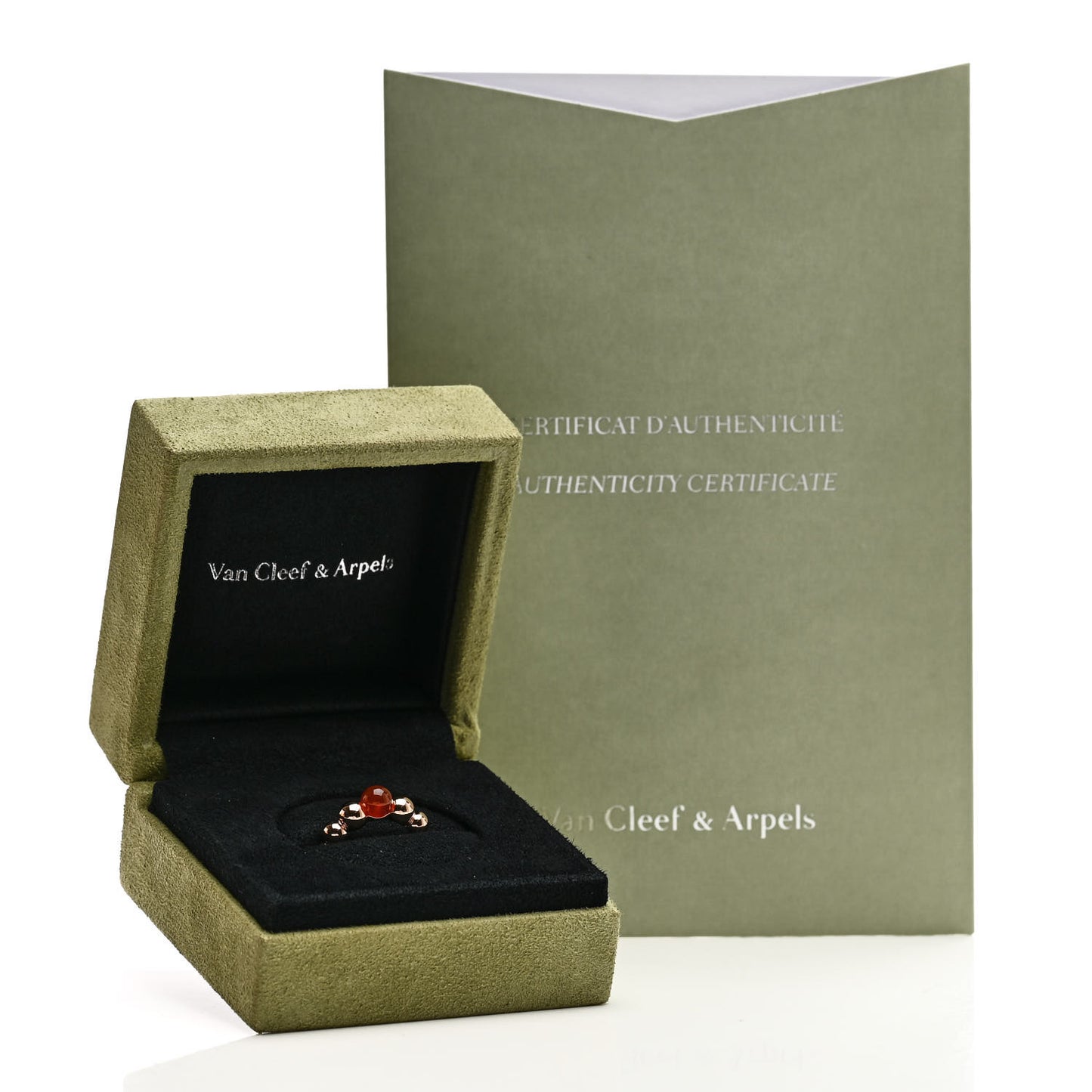 18K Rose Gold Carnelian Perlee Couleurs Variation Ring 50 5.25