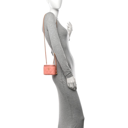 Chanel Lambskin Quilted Pearl Crush Mini Vanity Case With Chain Coral 2 of 12