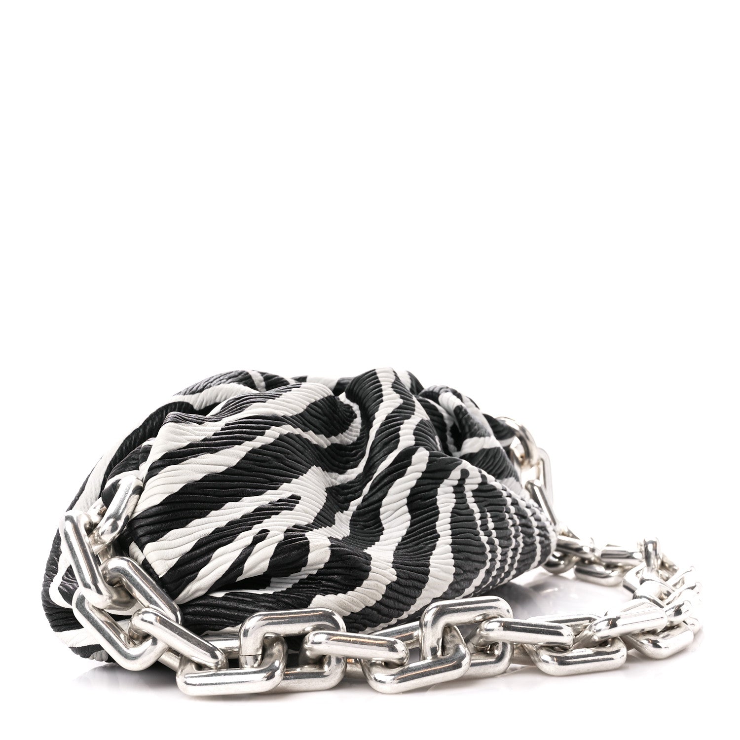 Bottega Veneta Nappa Zebra Print The Pouch Chain White Black 3 of 11