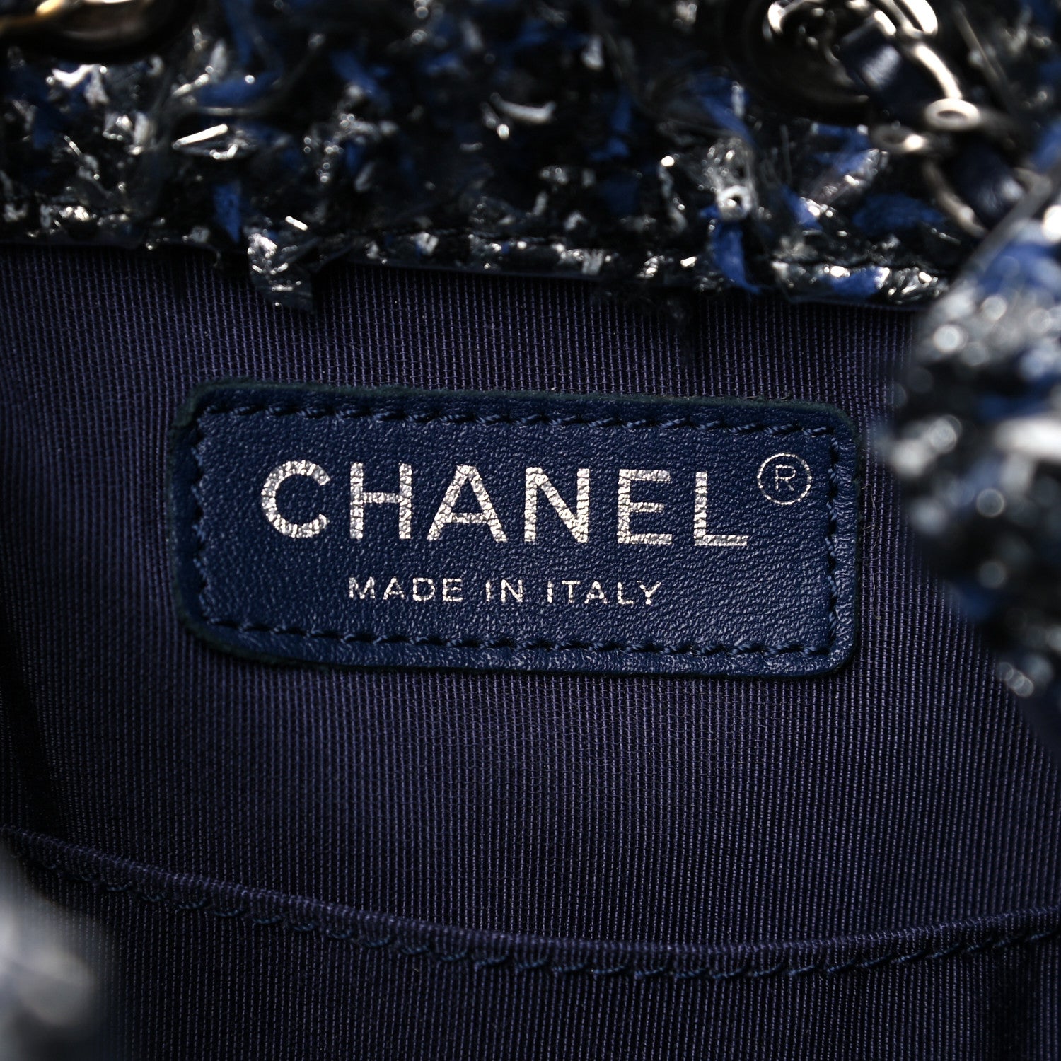 Chanel Tweed PVC Quilted Gabrielle Backpack Navy Black 6 of 9