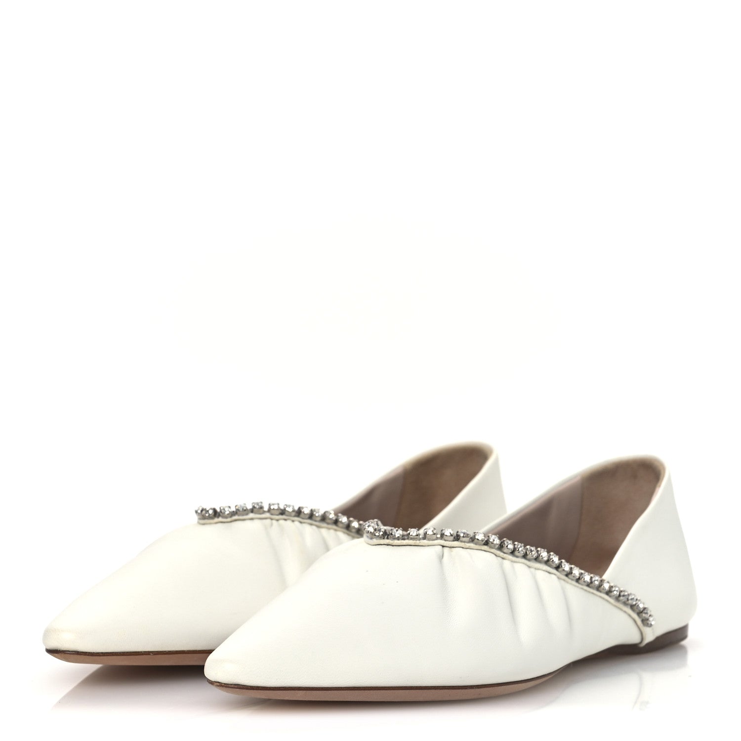 Miu Miu Nappa Crystal Ballerina Flats 35.5 White 3 of 11