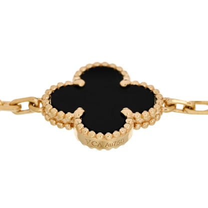 Van Cleef & Arpels 18K Yellow Gold Black Onyx 5 Motifs Vintage Alhambra Bracelet 4 of 5