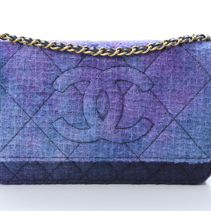 Chanel Tweed Quilted CC Wallet On Chain WOC Purple 8 of 13