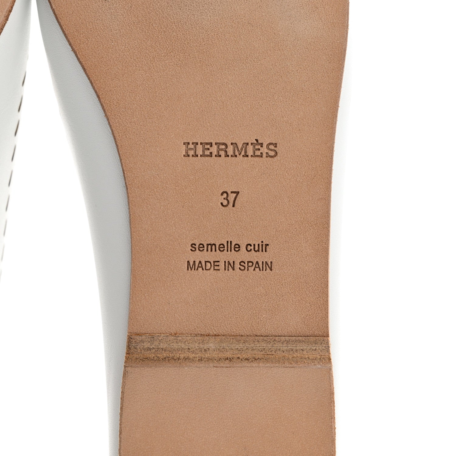 Hermes Calfskin Ovale Moccasin Loafers 37 White 7 of 9