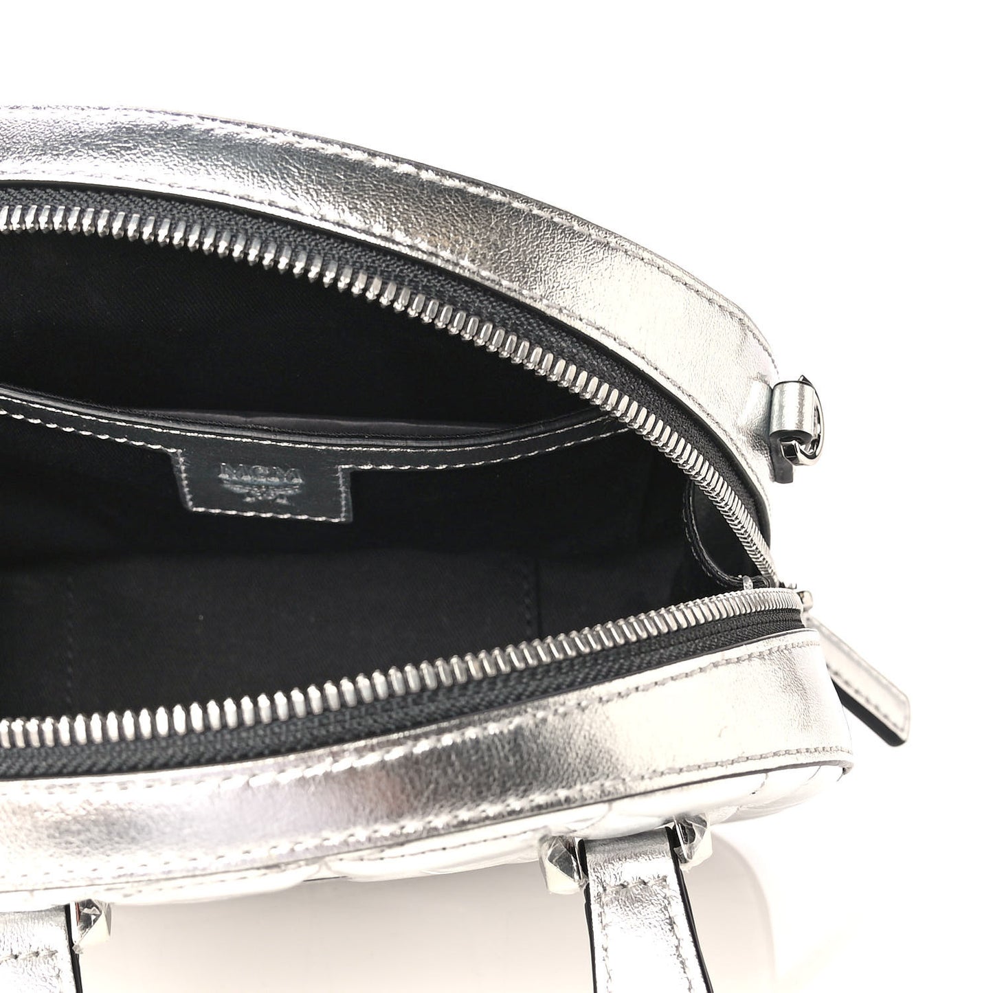 Metallic Calfskin Mini Half Moon Crossbody Bag Silver