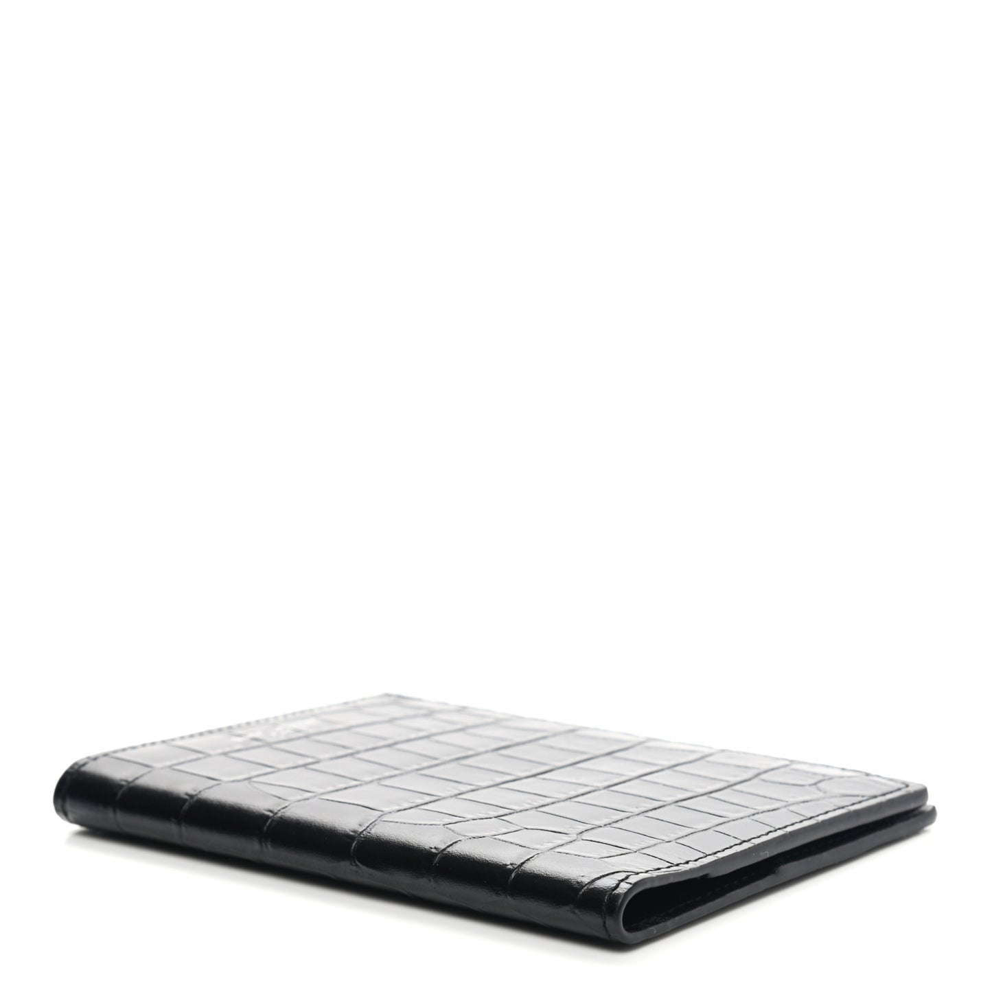 Crocodile Embossed Passport Holder Black