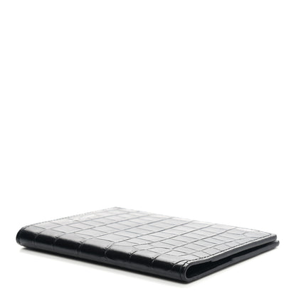 Saint Laurent Crocodile Embossed Passport Holder Black 4 of 8