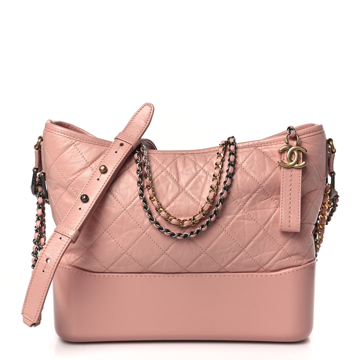 Aged Calfskin Quilted Medium Gabrielle Hobo Pink
