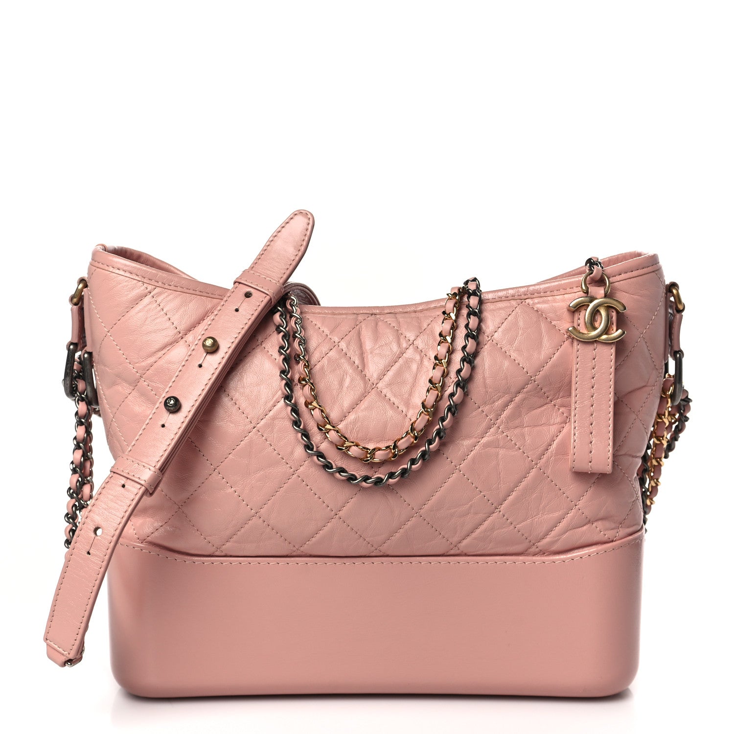 Chanel Aged Calfskin Quilted Medium Gabrielle Hobo Pink 1 of 9