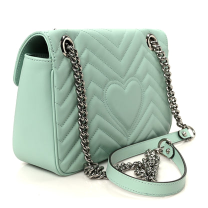 Gucci Calfskin Matelasse Small GG Marmont Shoulder Bag Water Green 3 of 12