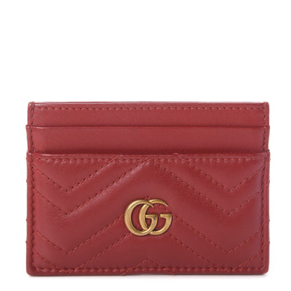 Gucci Calfskin Matelasse GG Marmont Card Holder Hibiscus Red 1 of 5