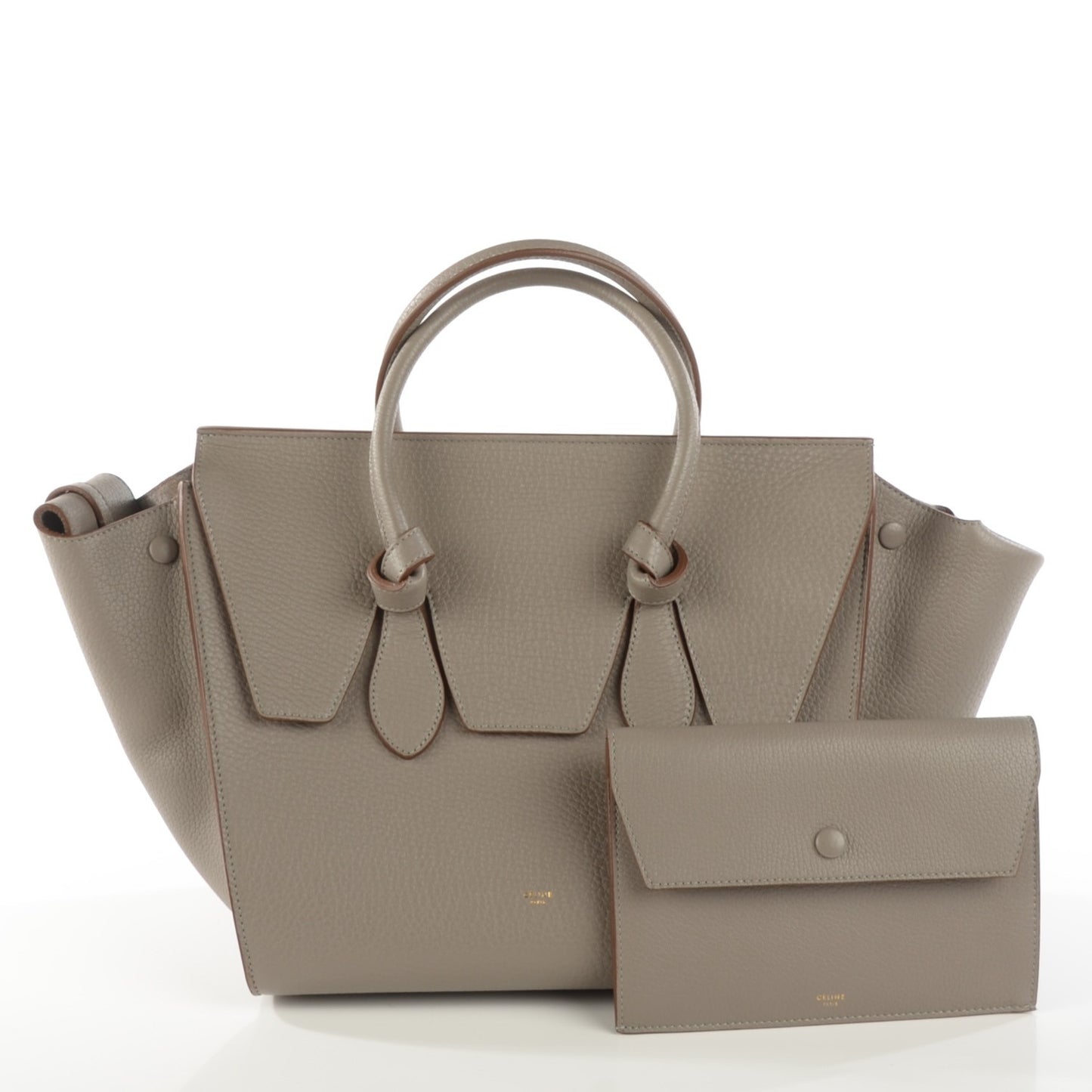 Crisped Calfskin Small Tie Knot Tote Medium Grey