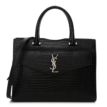 Saint Laurent Croc Calfskin Embossed Medium Uptown Tote Black 1 of 11