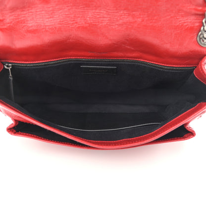 Saint Laurent Crinkled Calfskin Matelasse Monogram Large Niki Chain Satchel Rouge Eros 5 of 12