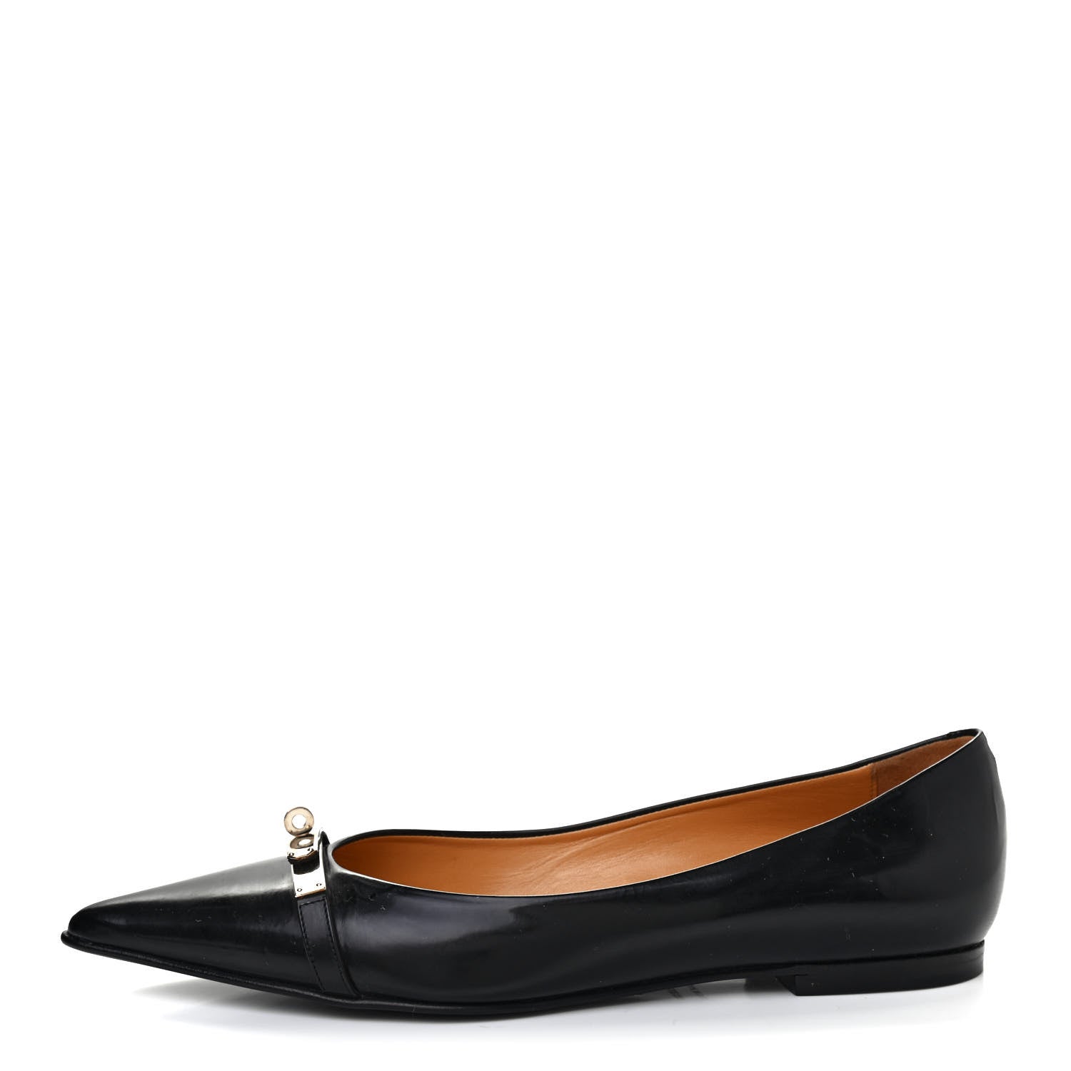 Hermes Patent Ballerina Flats 37.5 Black 1 of 10