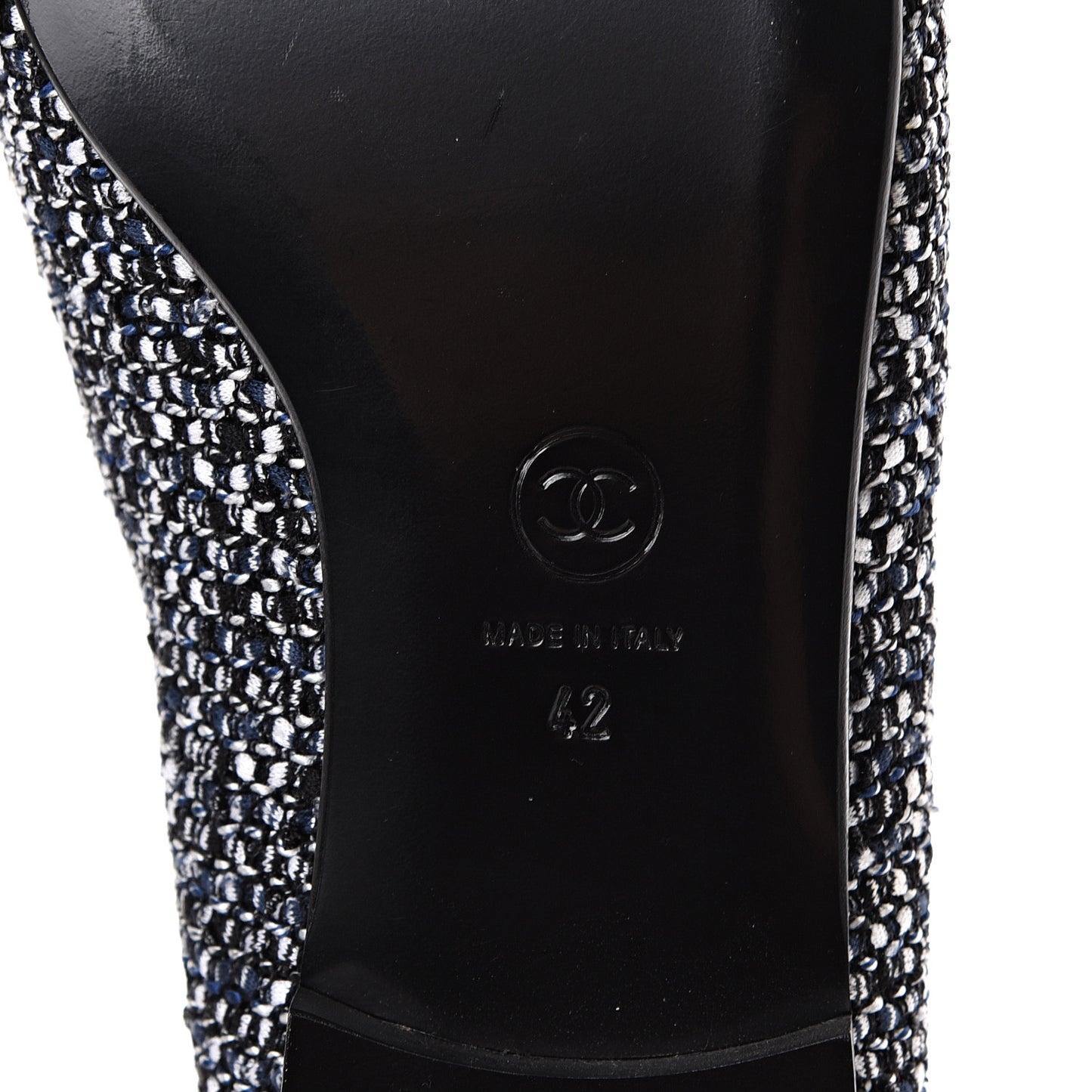 Tweed Lambskin Cap Toe Charm Loafers 42 Black Multicolor