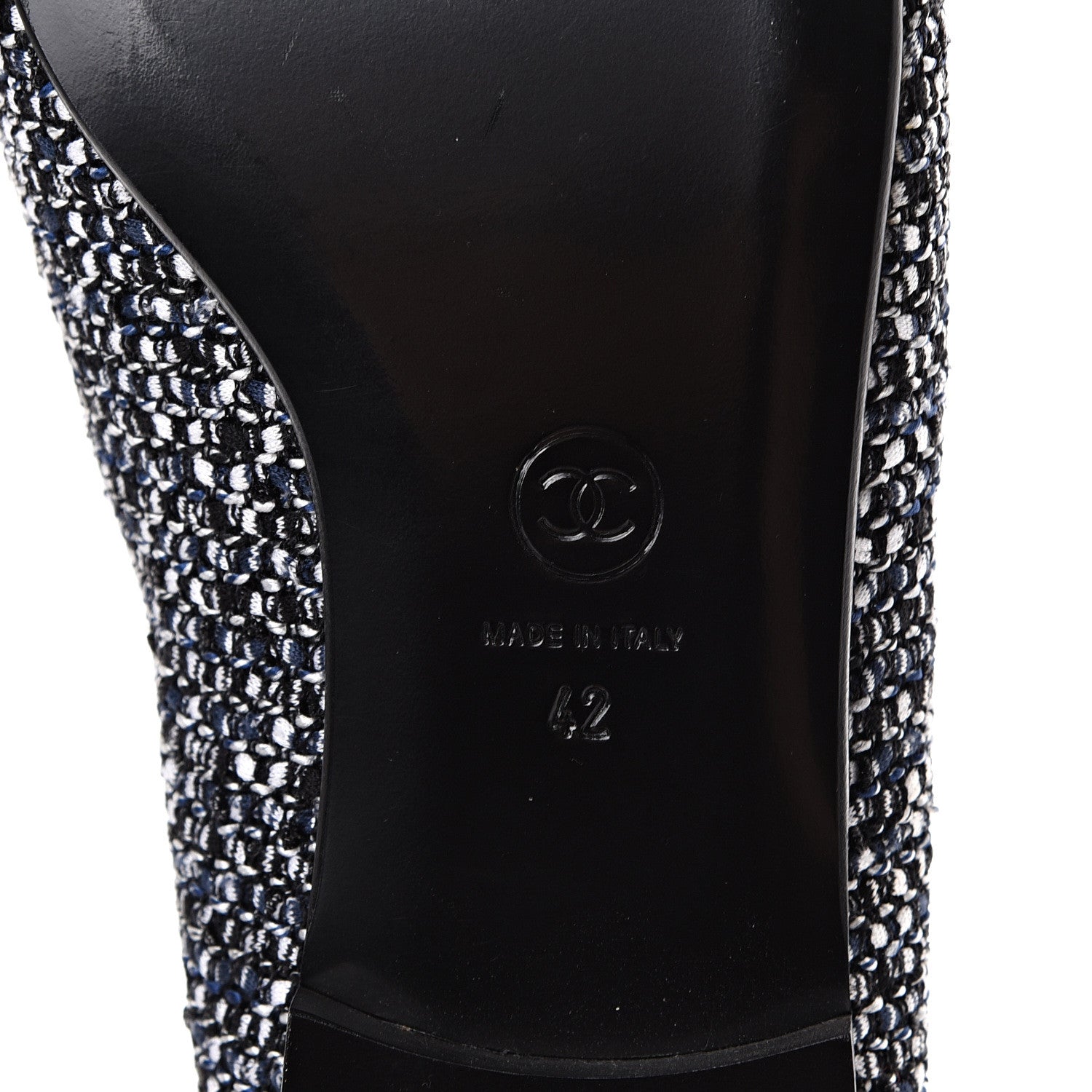 Chanel Tweed Lambskin Cap Toe Charm Loafers 42 Black Multicolor 6 of 7