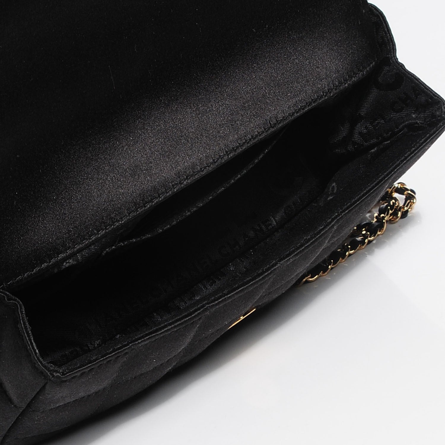 Chanel Satin Chocolate Bar Quilted Camellia Rectangular Mini Flap Black 7 of 7