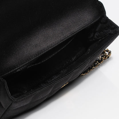 Chanel Satin Chocolate Bar Quilted Camellia Rectangular Mini Flap Black 7 of 7
