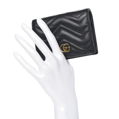 Gucci Calfskin Matelasse GG Marmont Card Case Wallet Black 2 of 13