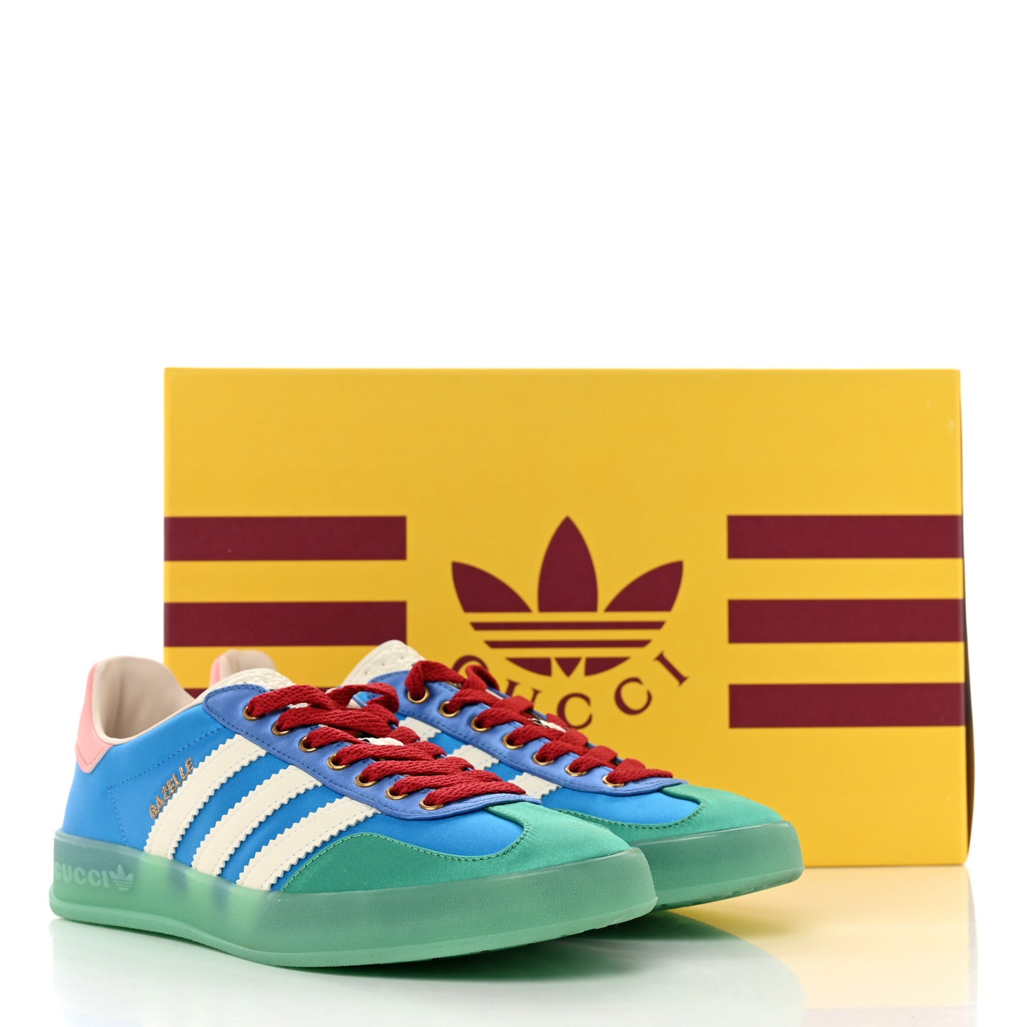 X ADIDAS Silk Duchesse Demetra Rubber Womens Gazelle Sneakers 5.5 Jade Capri Avio Off White