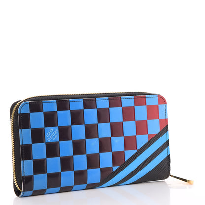 Louis Vuitton Epi Damier Race Zippy Wallet Blue Vert 3 of 7