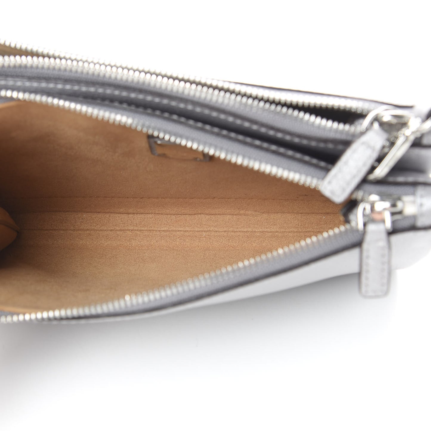 Grained Calfskin Milla Double Crossbody Bag Spike Silver