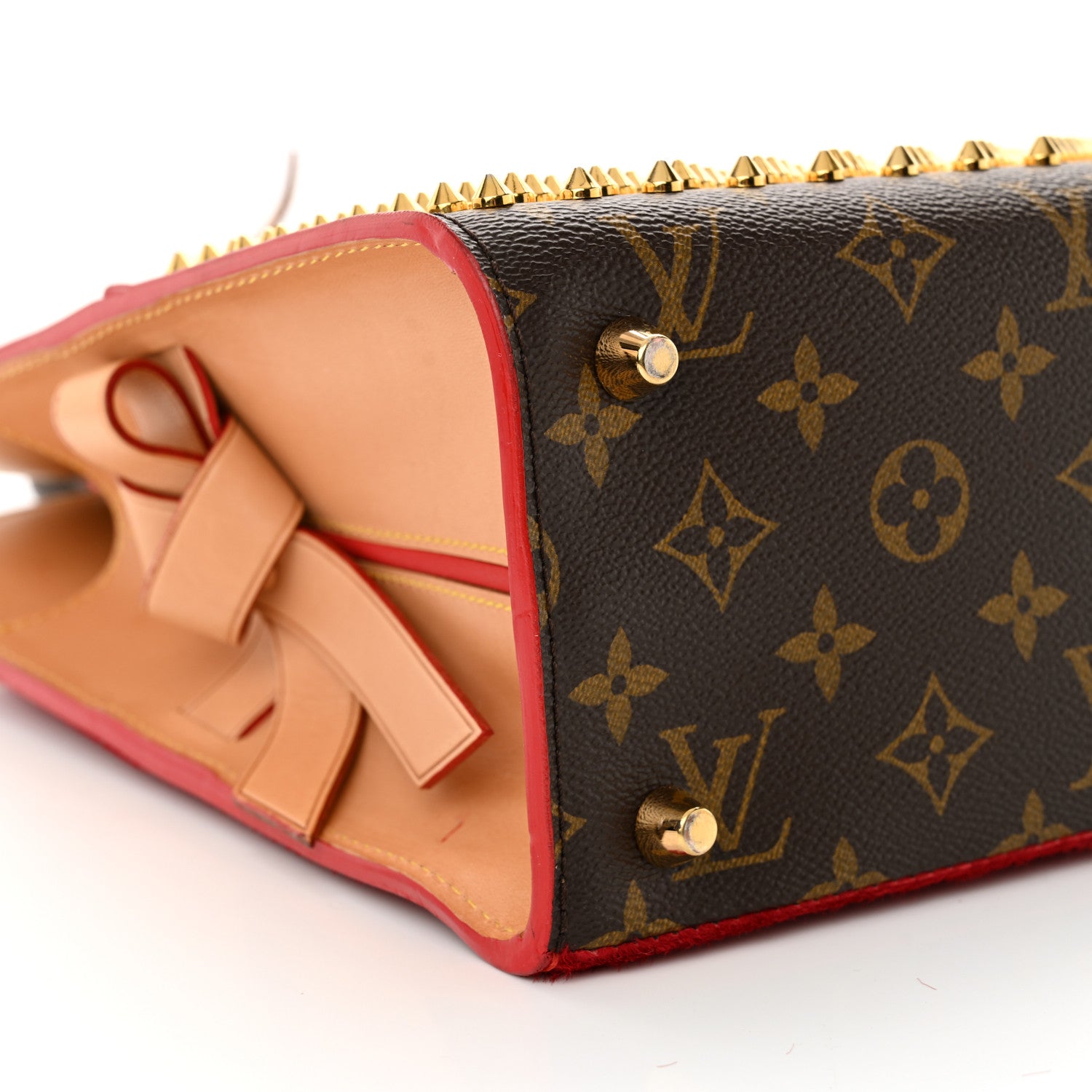 Louis Vuitton Monogram Calf Hair Spikes Iconoclasts Christian Louboutin Tote Red 8 of 13