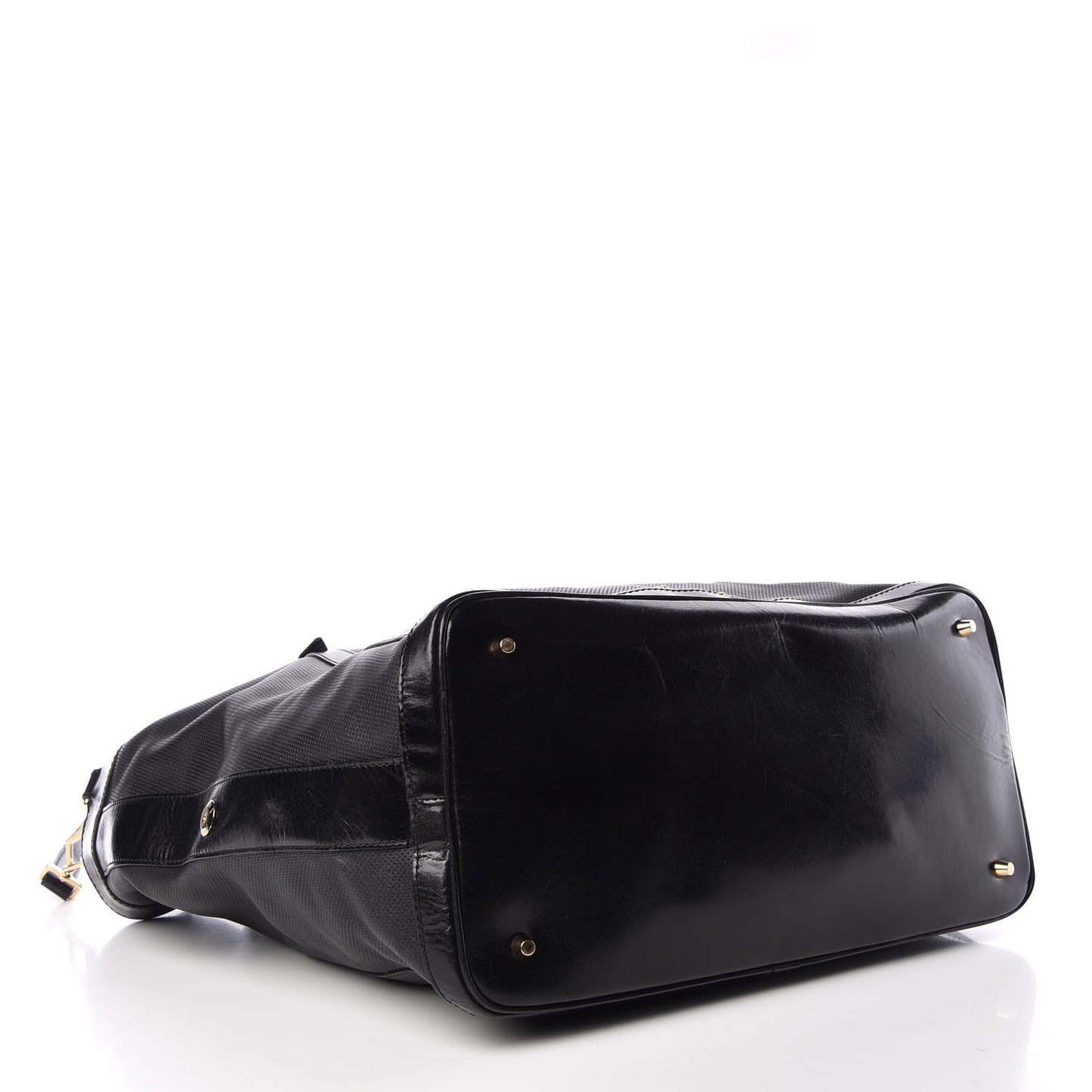 Calfskin Perforated Ellers Satchel Black