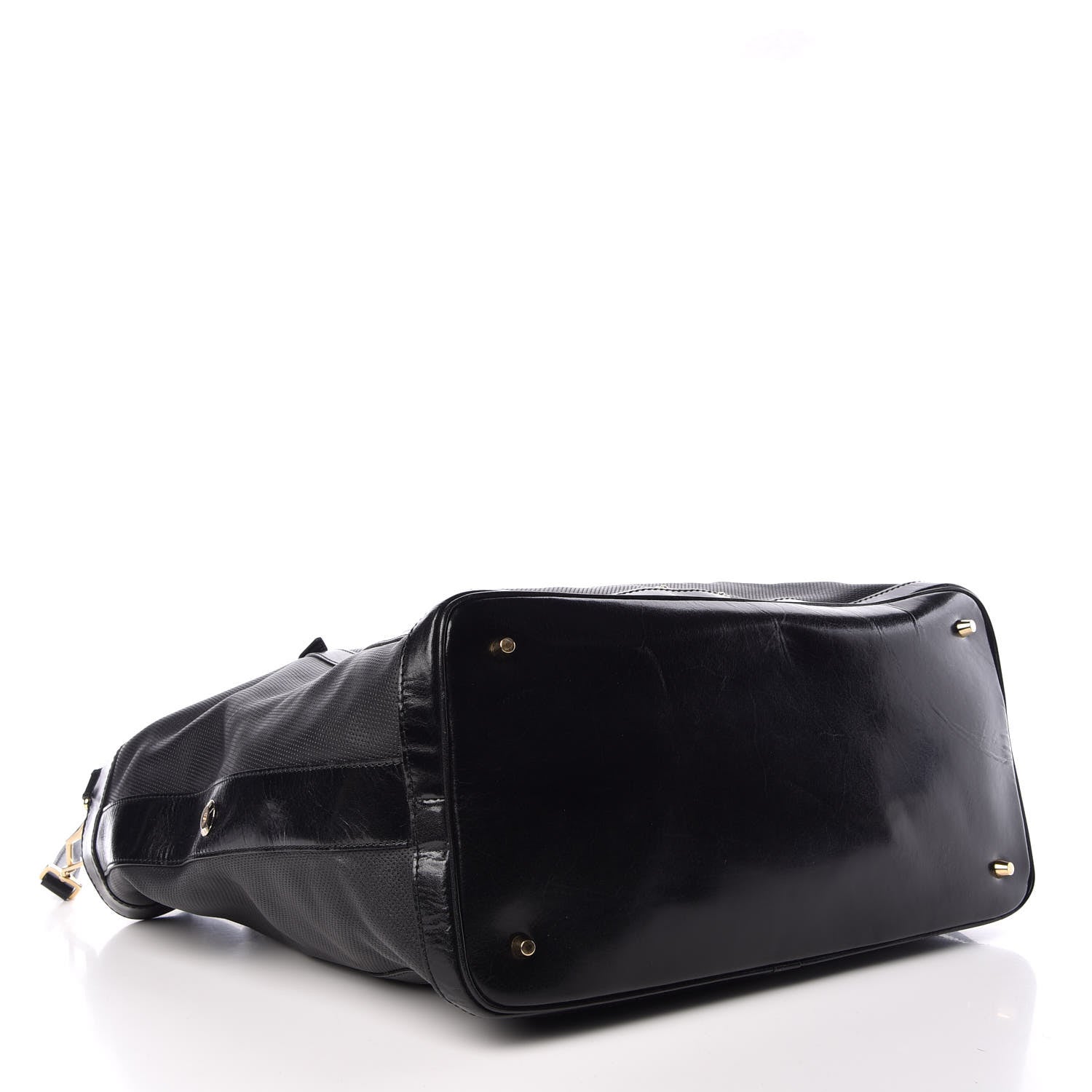 Burberry Calfskin Perforated Ellers Satchel Black 4 of 14
