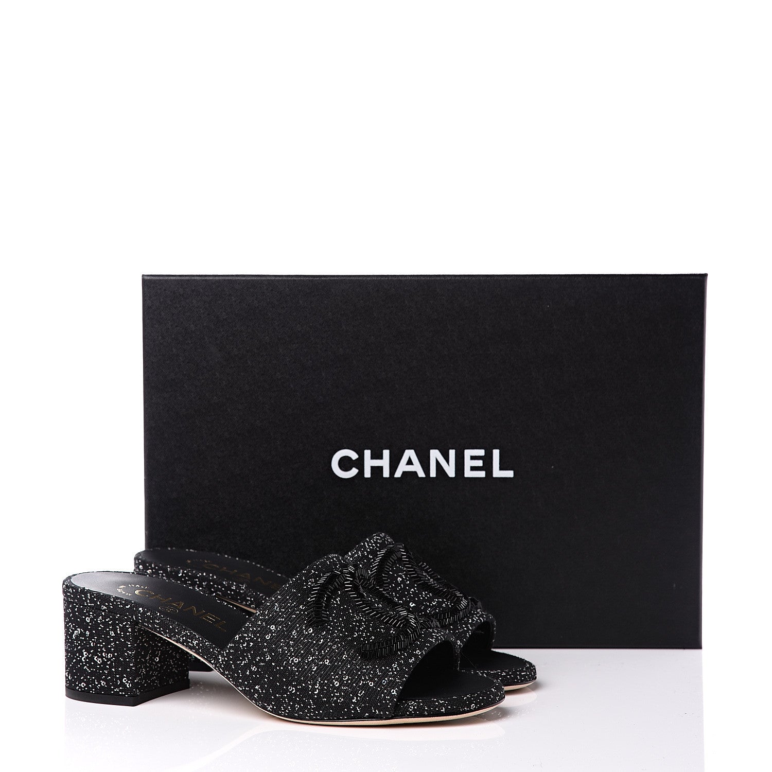 Chanel Tweed CC Mules 36 Black White 11 of 11