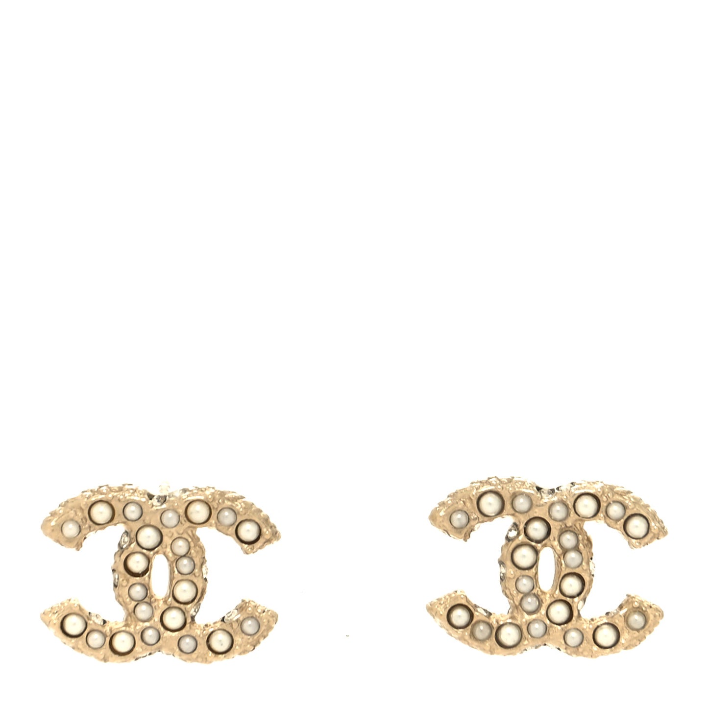 Metal Graduated Pearl Crystal CC Earrings Light Gold